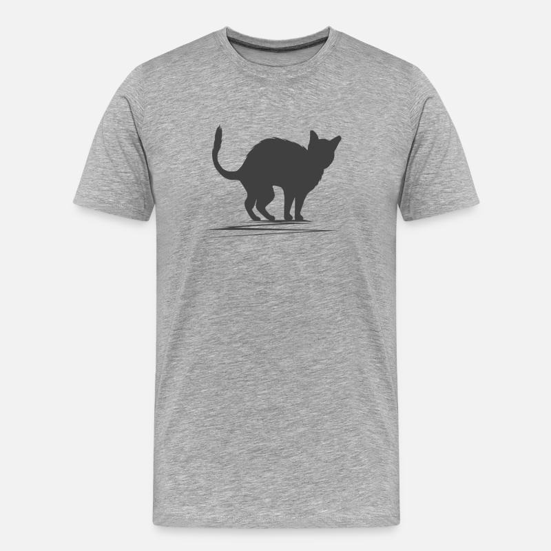 katzen silhouette mit Buckel - Männer Premium Bio T-Shirt - Grau meliert