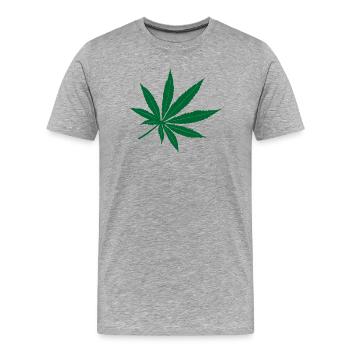 Grünes Weed-Blatt – Inspiration für das Coffeeshop-Logo - Männer Premium Bio T-Shirt - Grau meliert - Vorne - Damien (186cm)