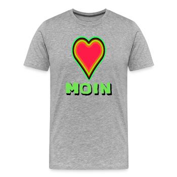 Herzdesign mit leuchtender Umrandung Moin aus Lieb - Männer Premium Bio T-Shirt - Grau meliert - Vorne - Damien (186cm)