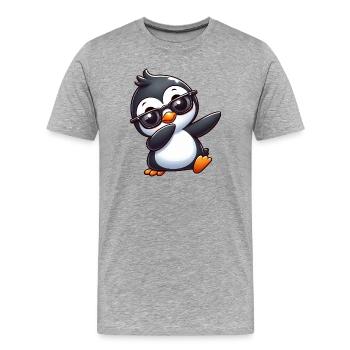 Cool Pingouin Dab Danse Gamer Enfants Arctique - T-shirt bio Premium Homme - gris chiné - Devant - Damien (186cm)