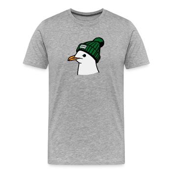 Moin Möwe Beanie Kopf Ostsee Mütze Hamburg grün - Männer Premium Bio T-Shirt - Grau meliert - Vorne - Damien (186cm)