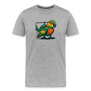 Heli-Parrot en utilisation - T-shirt bio Premium Homme - gris chiné - Devant - Damien (186cm)