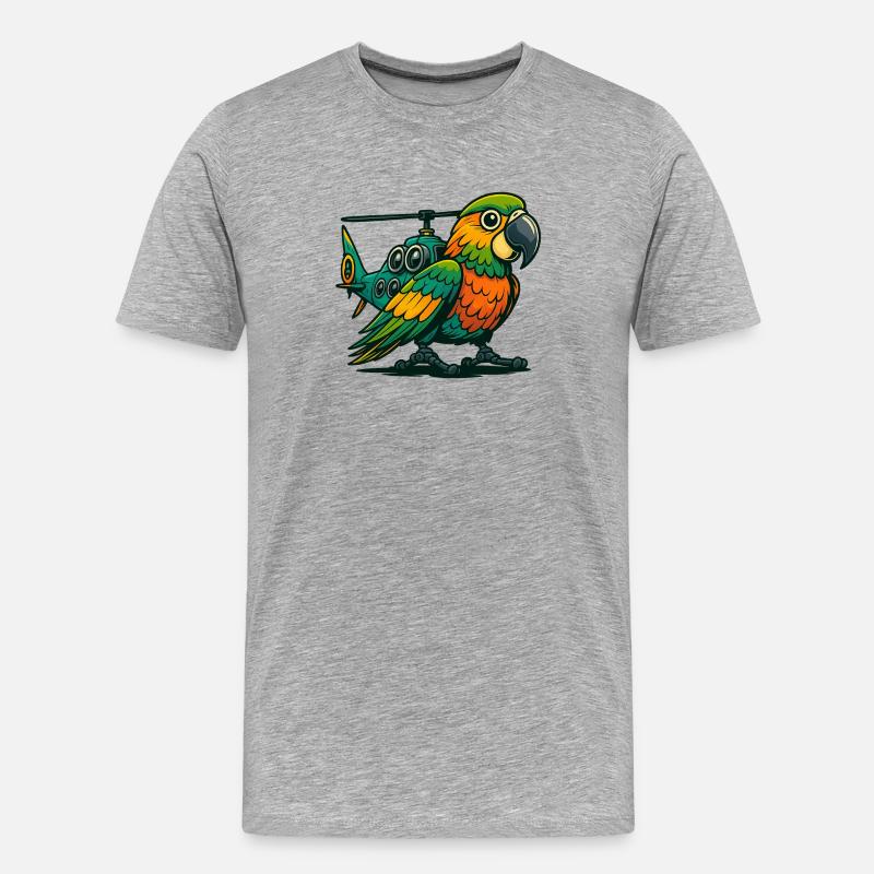 Heli-Parrot im Einsatz - Männer Premium Bio T-Shirt - Grau meliert