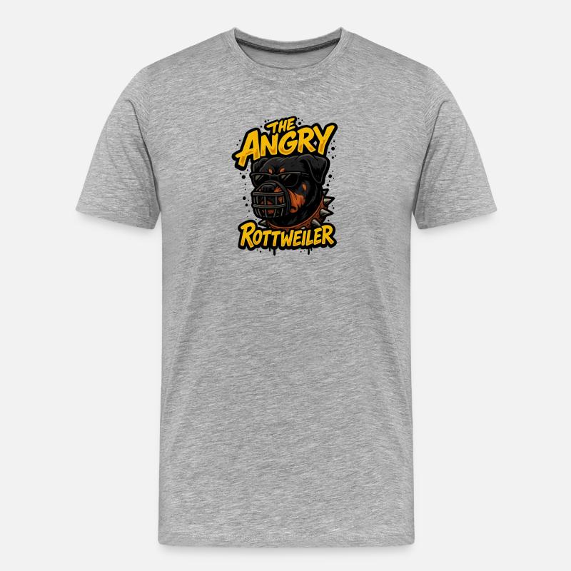 The Angry Rottweiler - Männer Premium Bio T-Shirt - Grau meliert