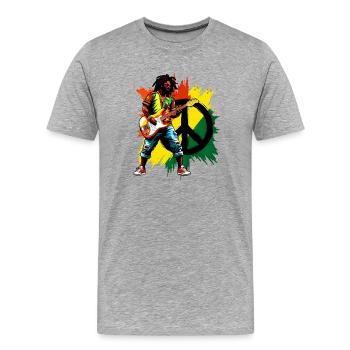 Reggae music and peace - Men's Premium Organic T-Shirt - heather grey - Front - Damien (186cm)