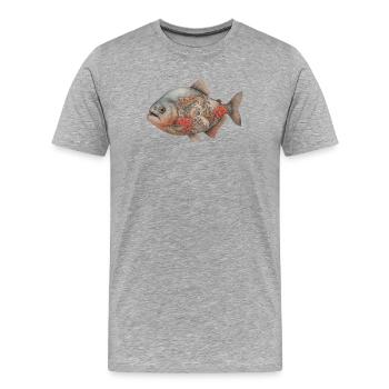 Yakuza Piranha - Men's Premium Organic T-Shirt - heather grey - Front - Damien (186cm)
