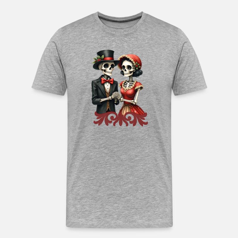 Weihnachtsromantik der Knochen. - Männer Premium Bio T-Shirt - Grau meliert