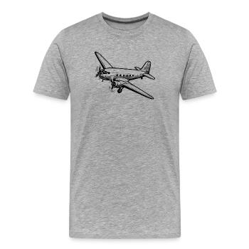 Classic DC-3 airplane design with vintage flair. - Men's Premium Organic T-Shirt - heather grey - Front - Damien (186cm)