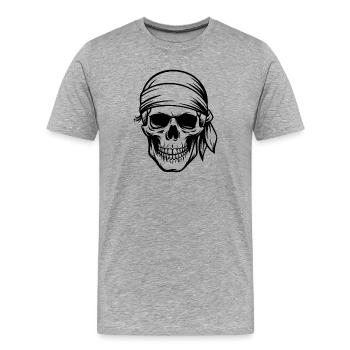 Crâne de pirate - T-shirt bio Premium Homme - gris chiné - Devant - Damien (186cm)