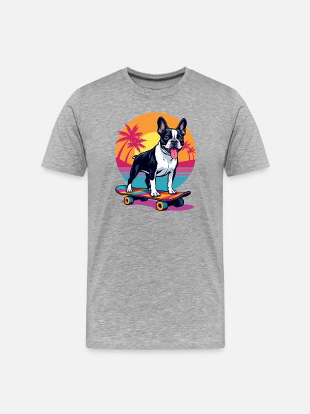 Bouledogue patineur - T-shirt bio Premium Homme - gris chiné