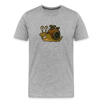 Peur de la lenteur - Snail Design - T-shirt bio Premium Homme - gris chiné - Devant - Damien (186cm)