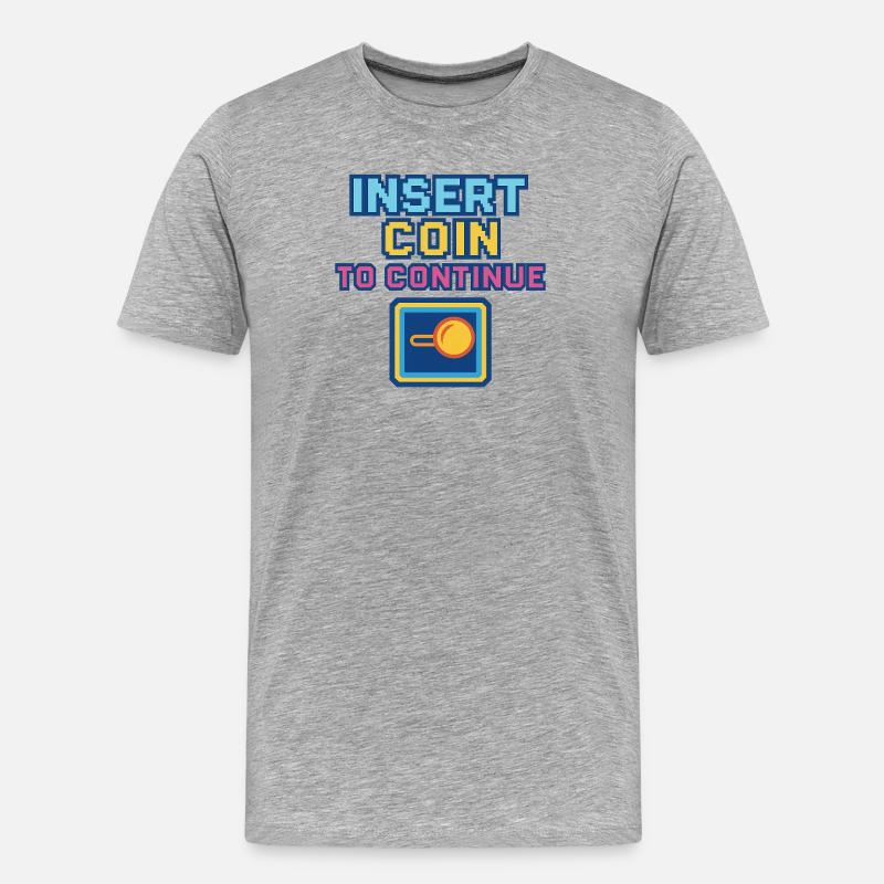 Retro Pixel Arcade Spieldesign - Männer Premium Bio T-Shirt - Grau meliert