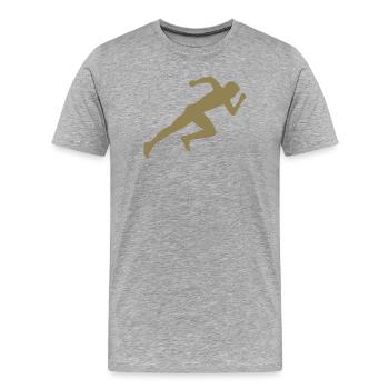 Minimalistische Silhouette Sprinter Sprinten  - Männer Premium Bio T-Shirt - Grau meliert - Vorne - Damien (186cm)