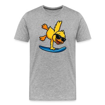 Cool duck surfer on the beach for kids water sports - Men's Premium Organic T-Shirt - heather grey - Front - Damien (186cm)