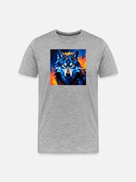 Vivid Geometric Wolf Illustration - Men's Premium Organic T-Shirt - heather grey