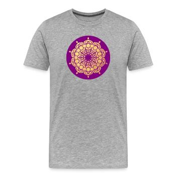 Ornement de Yoga Fleur Soleil Mandala Cercle Or om - T-shirt bio Premium Homme - gris chiné - Devant - Damien (186cm)