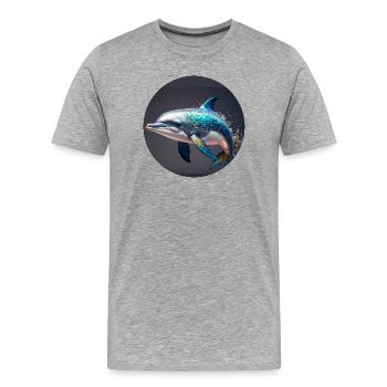 Dauphin, Coloré, Paillettes, Paillettes, Bleu - T-shirt bio Premium Homme - gris chiné - Devant - Damien (186cm)