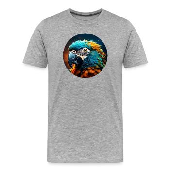 Perroquet, Coloré, Paillettes, Paillettes, Oiseau - T-shirt bio Premium Homme - gris chiné - Devant - Damien (186cm)