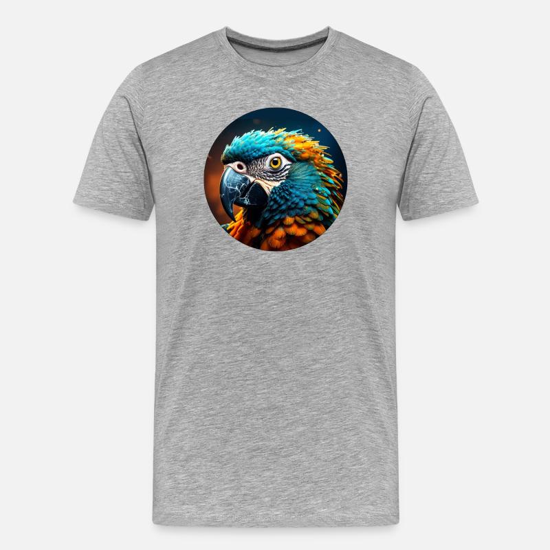papagei,bunt,pailletten,glitzer,vogel - Männer Premium Bio T-Shirt - Grau meliert