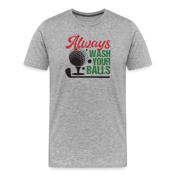 Golf - Lavez toujours vos balles - T-shirt bio Premium Homme - gris chiné - Devant - Damien (186cm)