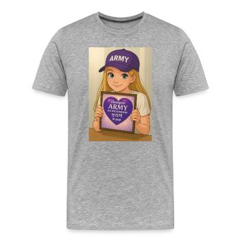 K-Pop-Fans der Armee - Männer Premium Bio T-Shirt - Grau meliert - Vorne - Damien (186cm)