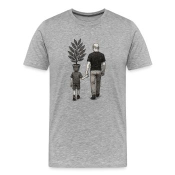 Parental Distinction with Flower Pot - Men's Premium Organic T-Shirt - heather grey - Front - Damien (186cm)