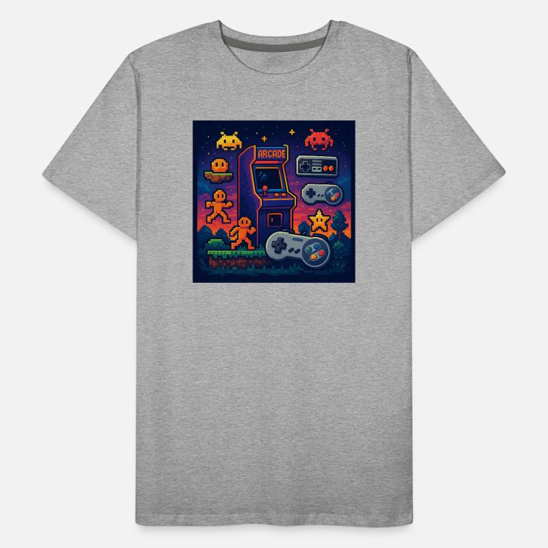 Retro Pixel Arcade Gaming Design Men's Premium Organic T-Shirt