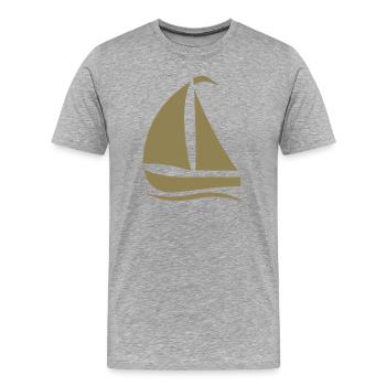 Silhouette de voilier minimaliste Mer du Nord - T-shirt bio Premium Homme - gris chiné - Devant - Damien (186cm)