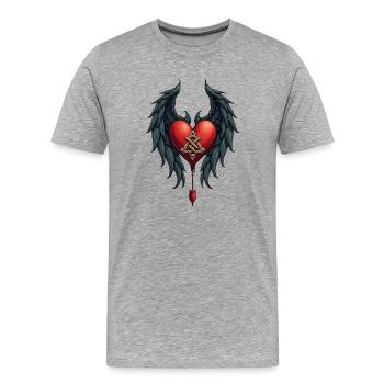 Celtic elegance with heart and wings. - Men's Premium Organic T-Shirt - heather grey - Front - Damien (186cm)
