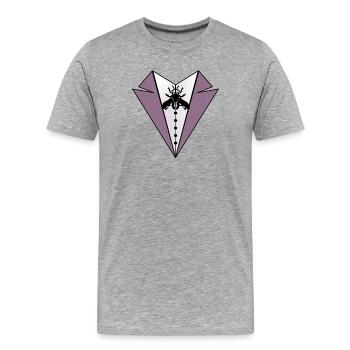 WORTSPIEL KARNEVAL ANZUG FLIEGE - Männer Premium Bio T-Shirt - Grau meliert - Vorne - Damien (186cm)