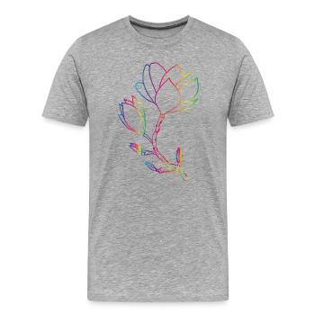 Colorful Magnolia Line Drawing Modern - Men's Premium Organic T-Shirt - heather grey - Front - Damien (186cm)