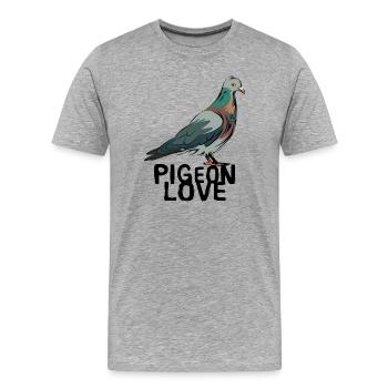 Pigeons Love - Bird Illustration for Pigeon Fans - Men's Premium Organic T-Shirt - heather grey - Front - Damien (186cm)