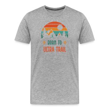 Né pour l’Ultra Trail - T-shirt bio Premium Homme - gris chiné - Devant - Damien (186cm)
