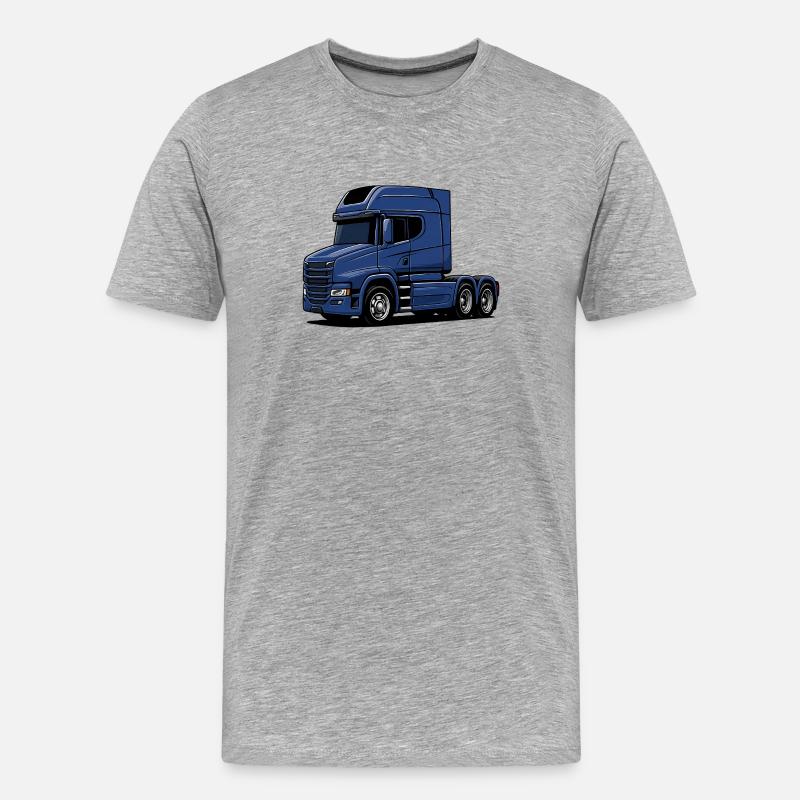 Illustration de style camion bleu - T-shirt bio Premium Homme - gris chiné