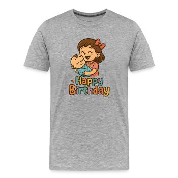 Herzliche Geburtstagskinder Illustration - Männer Premium Bio T-Shirt - Grau meliert - Vorne - Damien (186cm)