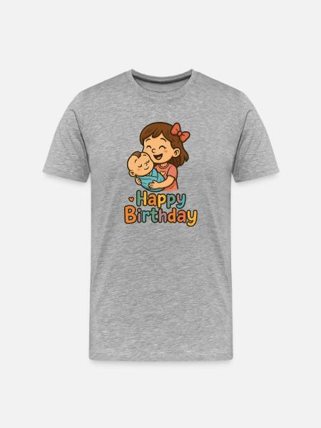 Sincère anniversaire enfants Illustration - T-shirt bio Premium Homme - gris chiné