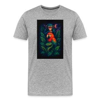 Galactic Wilderness Totem - Men's Premium Organic T-Shirt - heather grey - Front - Damien (186cm)