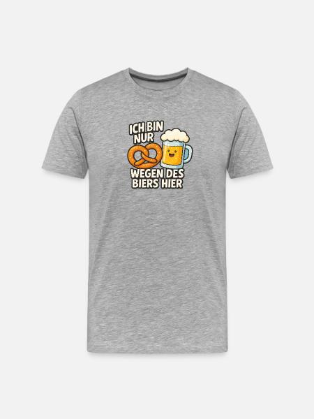 Humorous beer quote with pretzels - Men's Premium Organic T-Shirt - heather grey