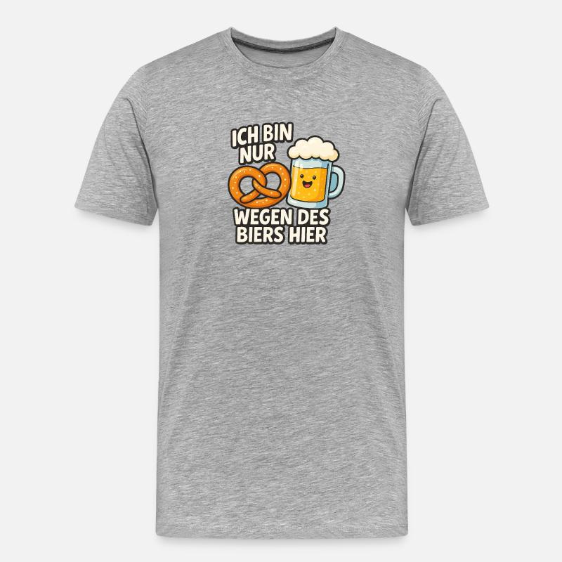 Humorvolles Bierzitat mit Brezn - Männer Premium Bio T-Shirt - Grau meliert
