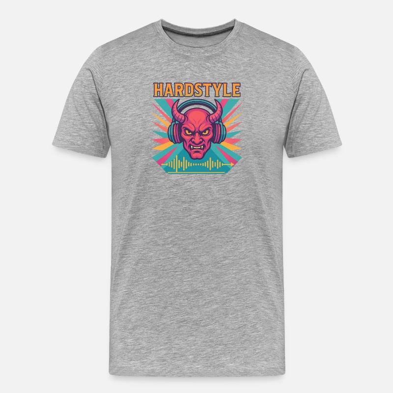 Hardstyle Dämon Design - Männer Premium Bio T-Shirt - Grau meliert