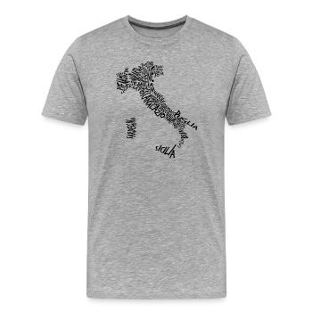 Italy Regions Typography Map  - Men's Premium Organic T-Shirt - heather grey - Front - Damien (186cm)