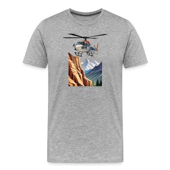 Hélicoptère en montagne - T-shirt bio Premium Homme - gris chiné - Devant - Damien (186cm)