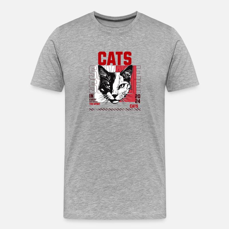 Katzenkunst mit energischem Design - Männer Premium Bio T-Shirt - Grau meliert
