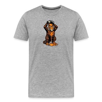 Tigre avec seau de peinture dessin animé - T-shirt bio Premium Homme - gris chiné - Devant - Damien (186cm)