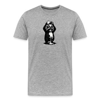 Raccoon with paint bucket - Men's Premium Organic T-Shirt - heather grey - Front - Damien (186cm)