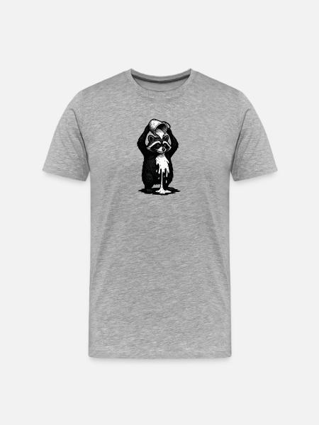 Waschbär mit Farbeimer - Männer Premium Bio T-Shirt - Grau meliert