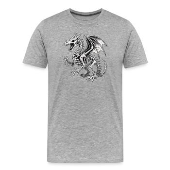 Celestial Dragon Skeleton Illustration - Men's Premium Organic T-Shirt - heather grey - Front - Damien (186cm)