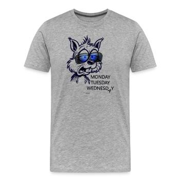Le chien avec des lunettes n’a pas l’impression d’être dans la semaine - T-shirt bio Premium Homme - gris chiné - Devant - Damien (186cm)