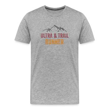 Ultra & Trail Runner - T-shirt bio Premium Homme - gris chiné - Devant - Damien (186cm)