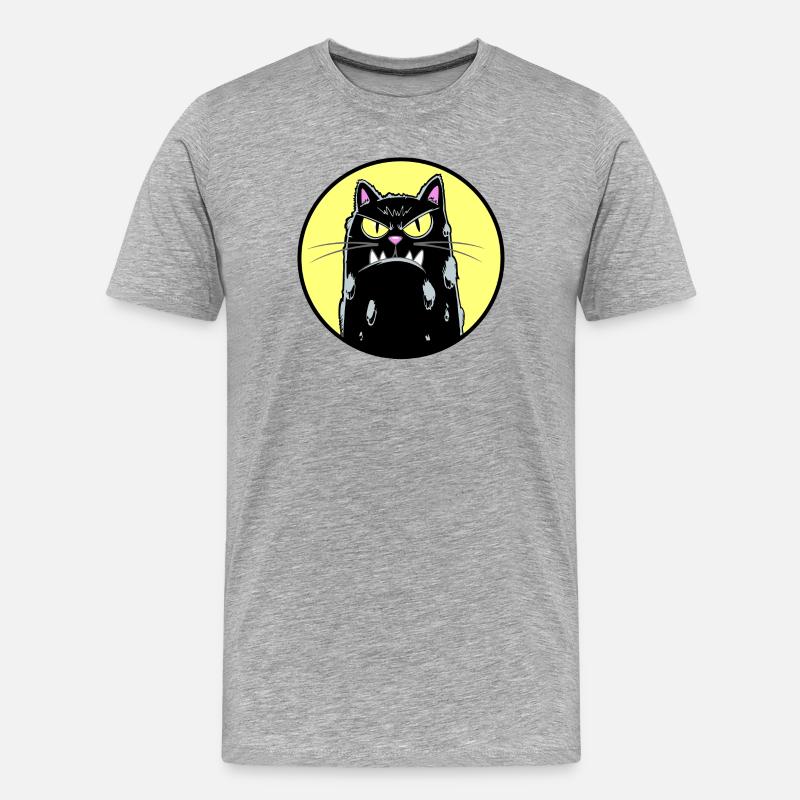 Schwarze Katze - Männer Premium Bio T-Shirt - Grau meliert